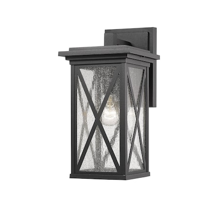 Z-Lite Brookside 1 Light Outdoor Wall Sconce, Black And Clear Seedy 583M-BK